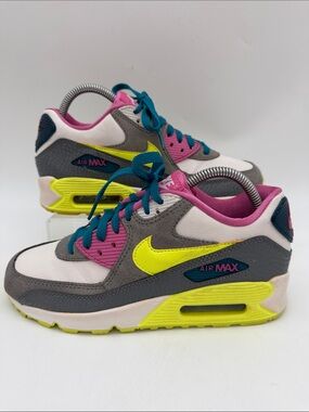 Nike Air Max 90 White/Volt Ice-Green Abyss-Clear Grey 345017-119 Youth Size 6.0